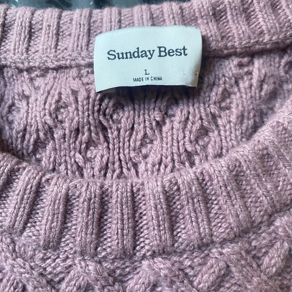 Aritzia Sunday Best Cable Knit Peggy Sweater in Muave - Picture 4 of 7